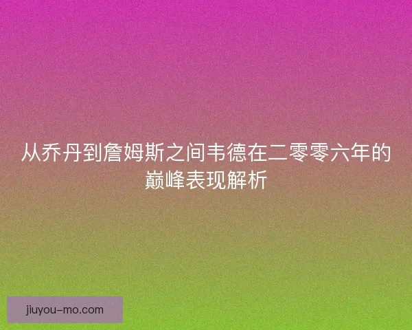从乔丹到詹姆斯之间韦德在二零零六年的巅峰表现解析