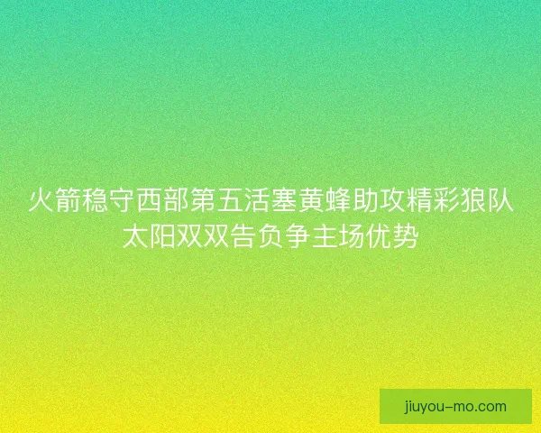 火箭稳守西部第五活塞黄蜂助攻精彩狼队太阳双双告负争主场优势