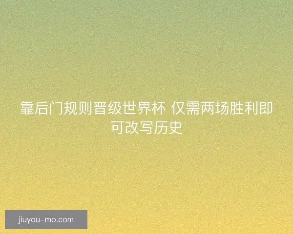 靠后门规则晋级世界杯 仅需两场胜利即可改写历史